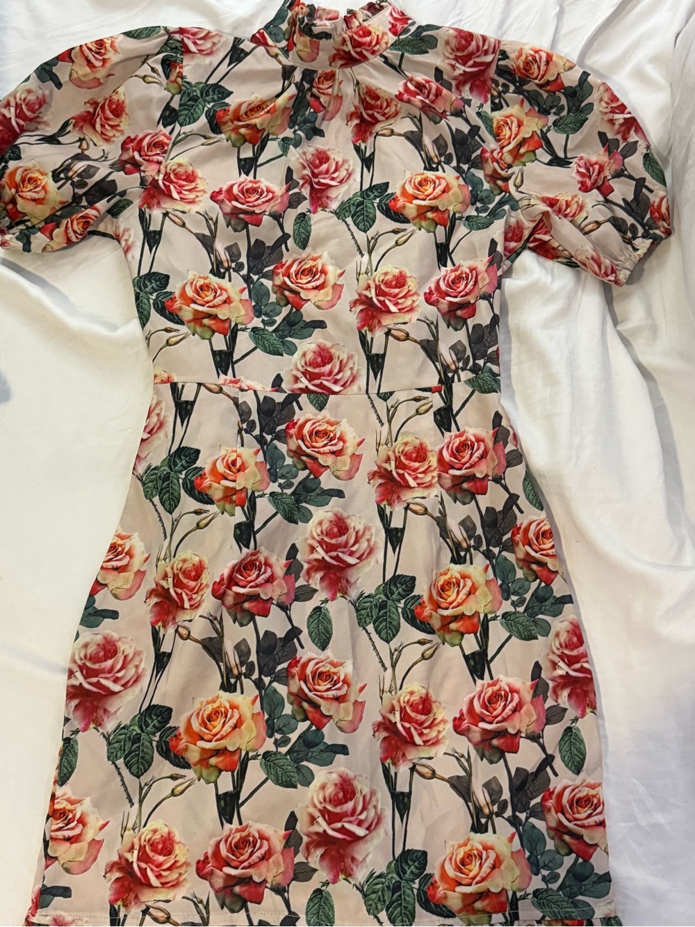 PrettyLittleThing Pink & Orange Rose Print Dress